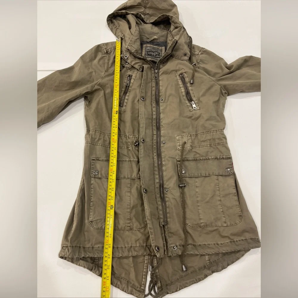 SOLD Levi's Army Jacket Womens M Green Hooded Field Chore Military Utility Coat - Picture 11 of 16